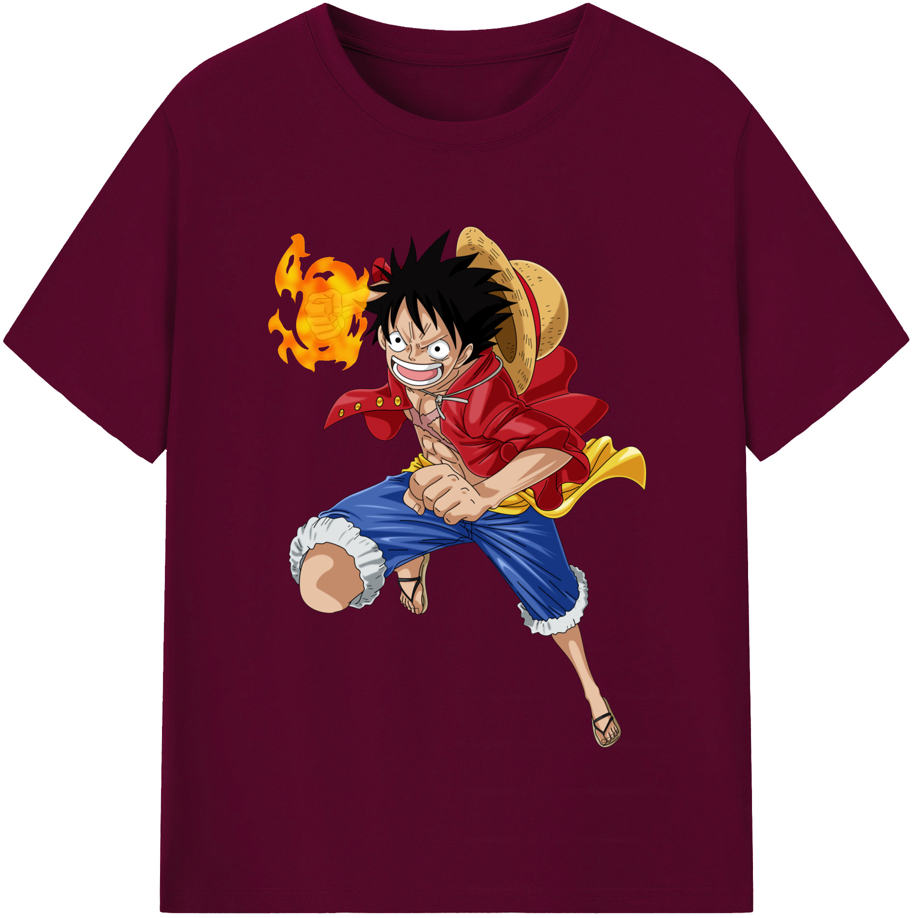 ワンピース モンキー・D・ルフィ ONE PIECE Monkey D. Luffy レディースカジュアルプリントTシャツ（綿100％）